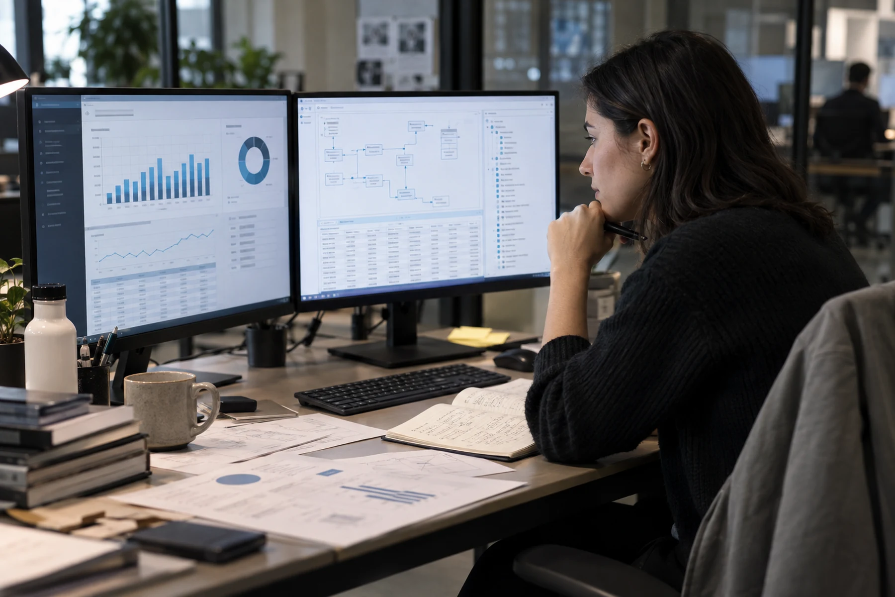 Analyst tracing a generated business dashboard back to source tables, permissions, and calculation steps